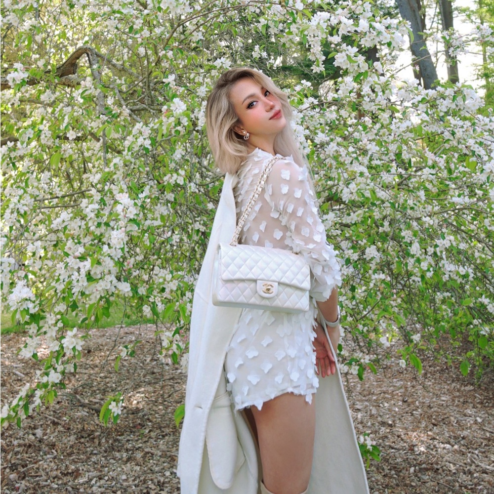 White floral petal v neck romper